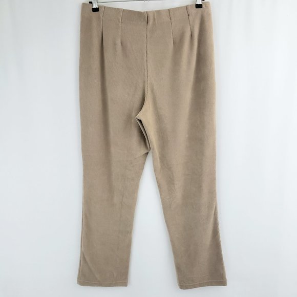 LL Bean Soft Corduroy Pull-On Pants Size XL Beige Tan 31" Inseam Stretch Waist - Picture 4 of 7